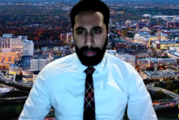 Avinash Maganty, MD, answers a question during a Zoom video interview