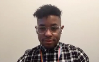 Devon M. Langston, MD, answers a question during a Zoom video interview