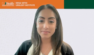 Raveen Syan, MD, FPMRS, answers a question during a Zoom video interview