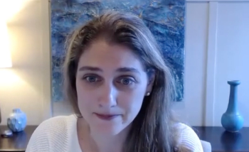 Anne M. Suskind, MD, MS, FACS, FPMRS, answers a question during a Zoom video interview