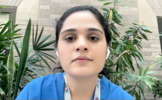 Neeraja Tillu, MD, answers a question during a Zoom video interview
