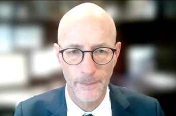 Edward M. Schaeffer, MD, PhD, answers a question during a Zoom video interview