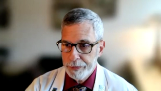 A. Michael Lincoff, MD, answers a question during a Zoom video interview