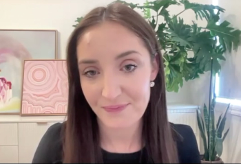 Dr Louise Kostos answers a question during a Zoom video interview