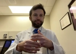 Ricardo M. de Oliveira Soares, MD, answers a question during a Zoom video interview