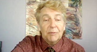 Jeffrey A. Albaugh, PhD, APRN, CUCNS, answers a question during a Zoom video interview