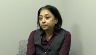 Adity Dutta, MSN, AGACNP-BC, gives an answer during a video interview