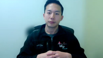 Daniel Kwon, MD, answers a question during a Zoom video interview