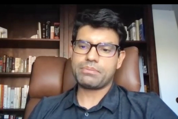 Shubham Gupta, MD, answers a question during an interview