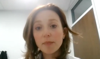 Suzanne B. Merrill, MD, FACS, answers a question during a Zoom video interview