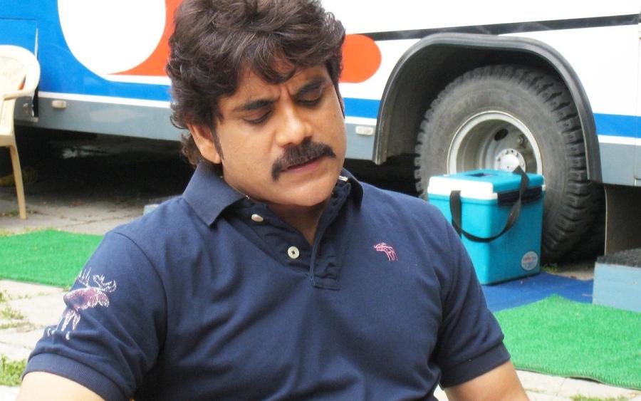 Nagarjuna reads a script at Annapurna Studios in Hyderabad before recording a voice-over.