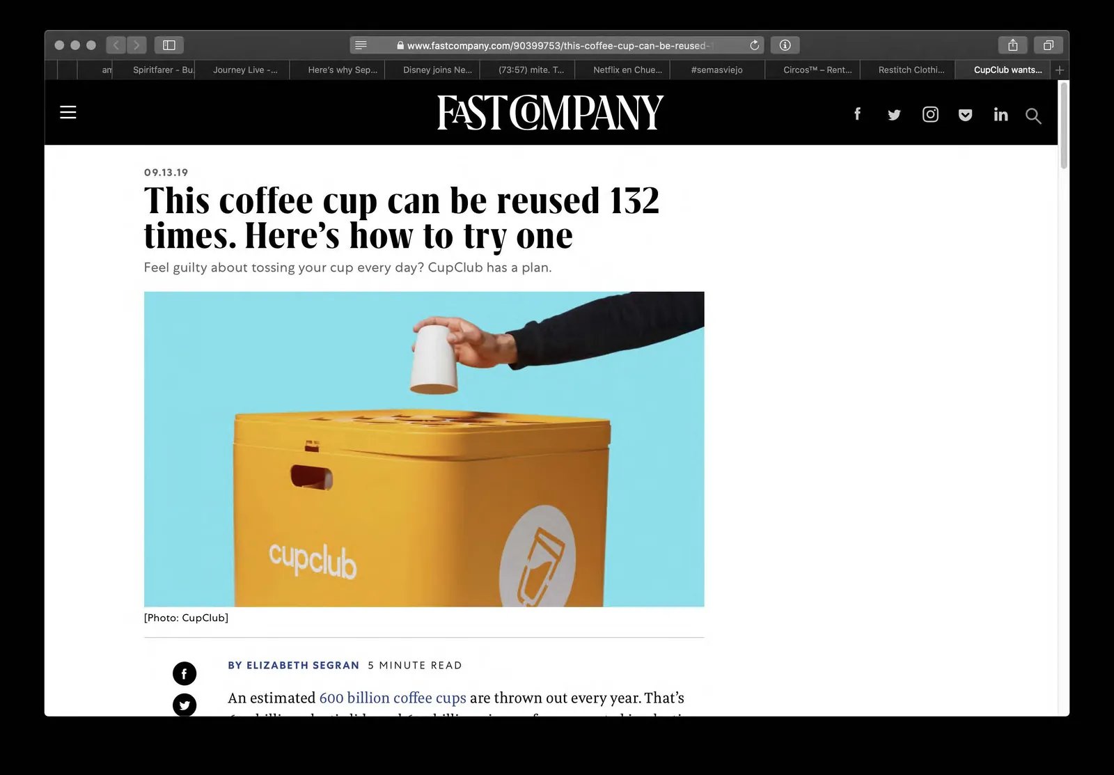 Tazas reutilizables hasta 132 veces: Un servicio de economía circular que aspira a eliminar las tazas de café de un solo uso.