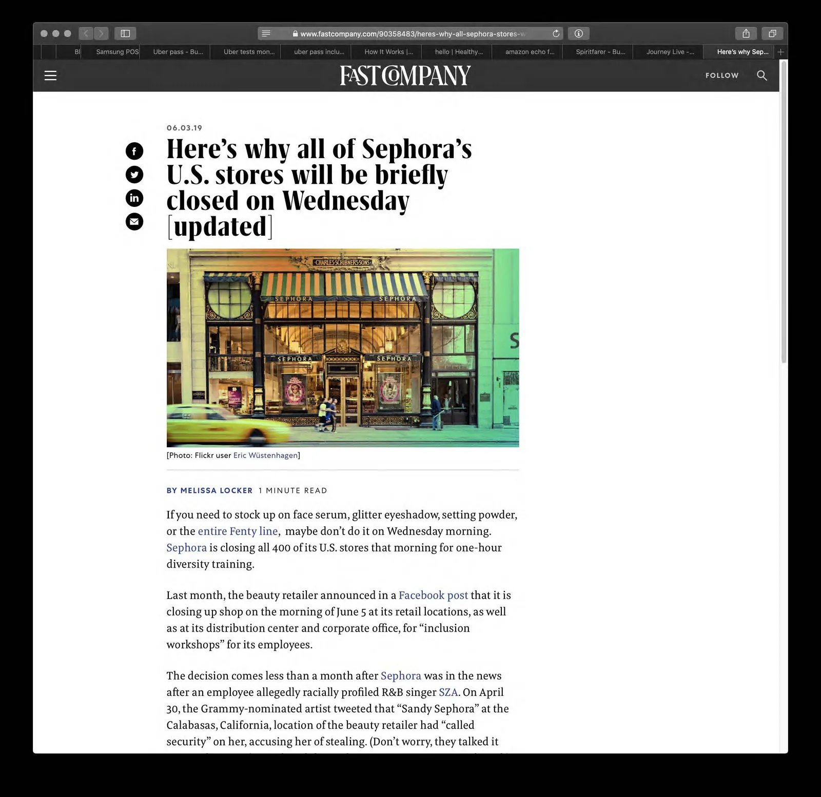 Inclusion workshops at Sephora: Sephora closes its US stores for an hour to train its employees.