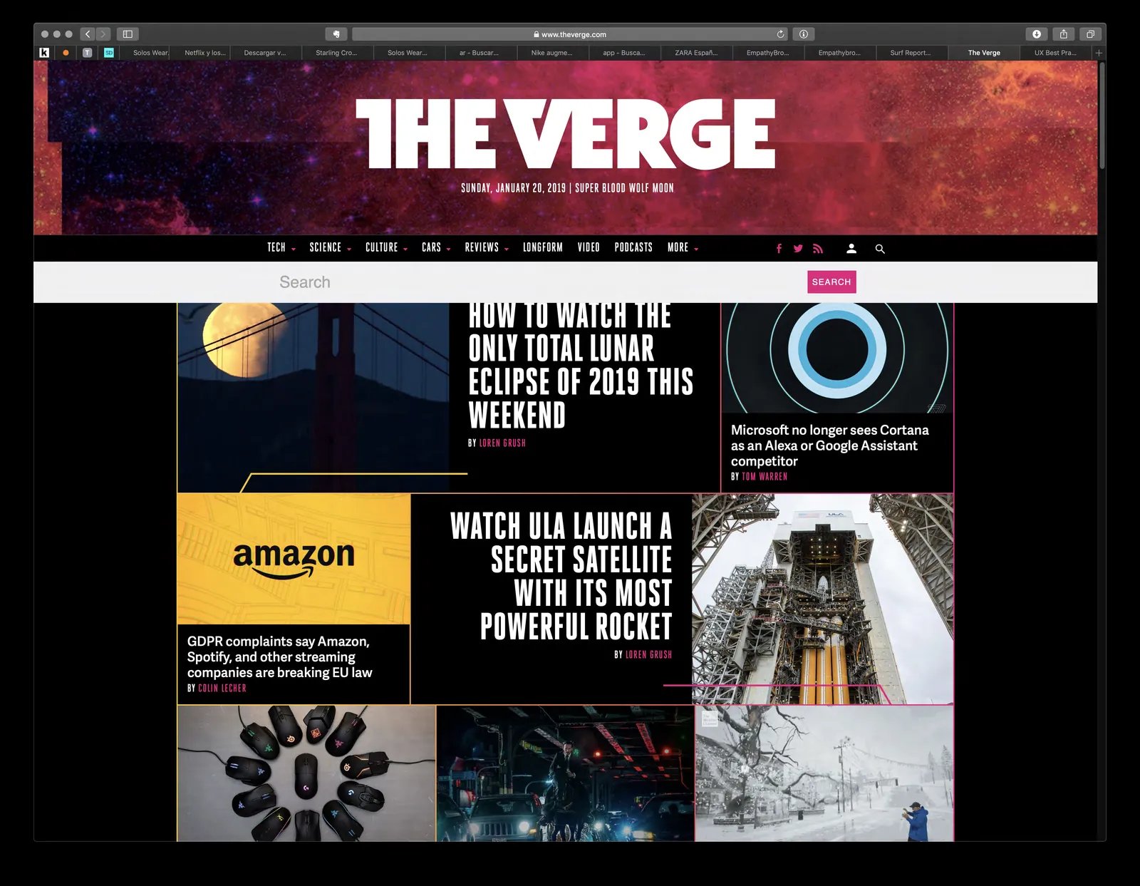 The Verge: Posición central para facilitar las búsquedas en webs con gran cantidad de información.