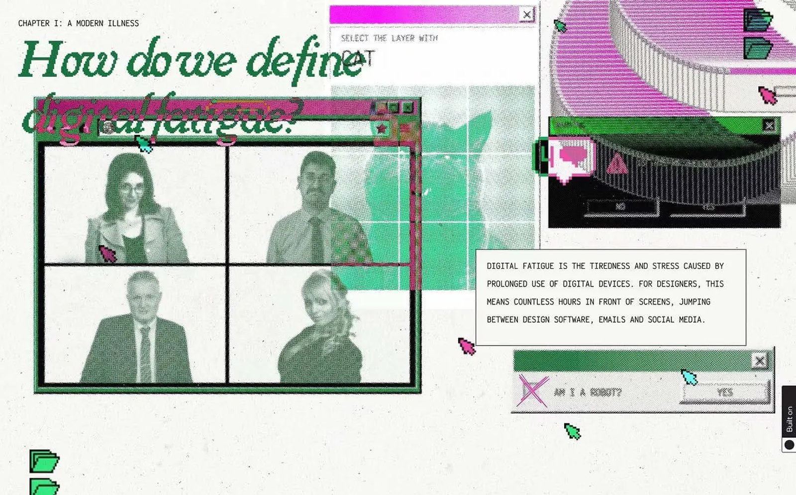 Y2K Aesthetic: Obsolete computers, pixelated cursors and early software user interfaces.