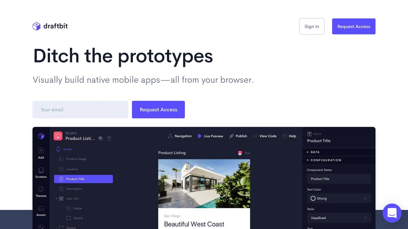 Native apps without prototypes: Drag and drop
