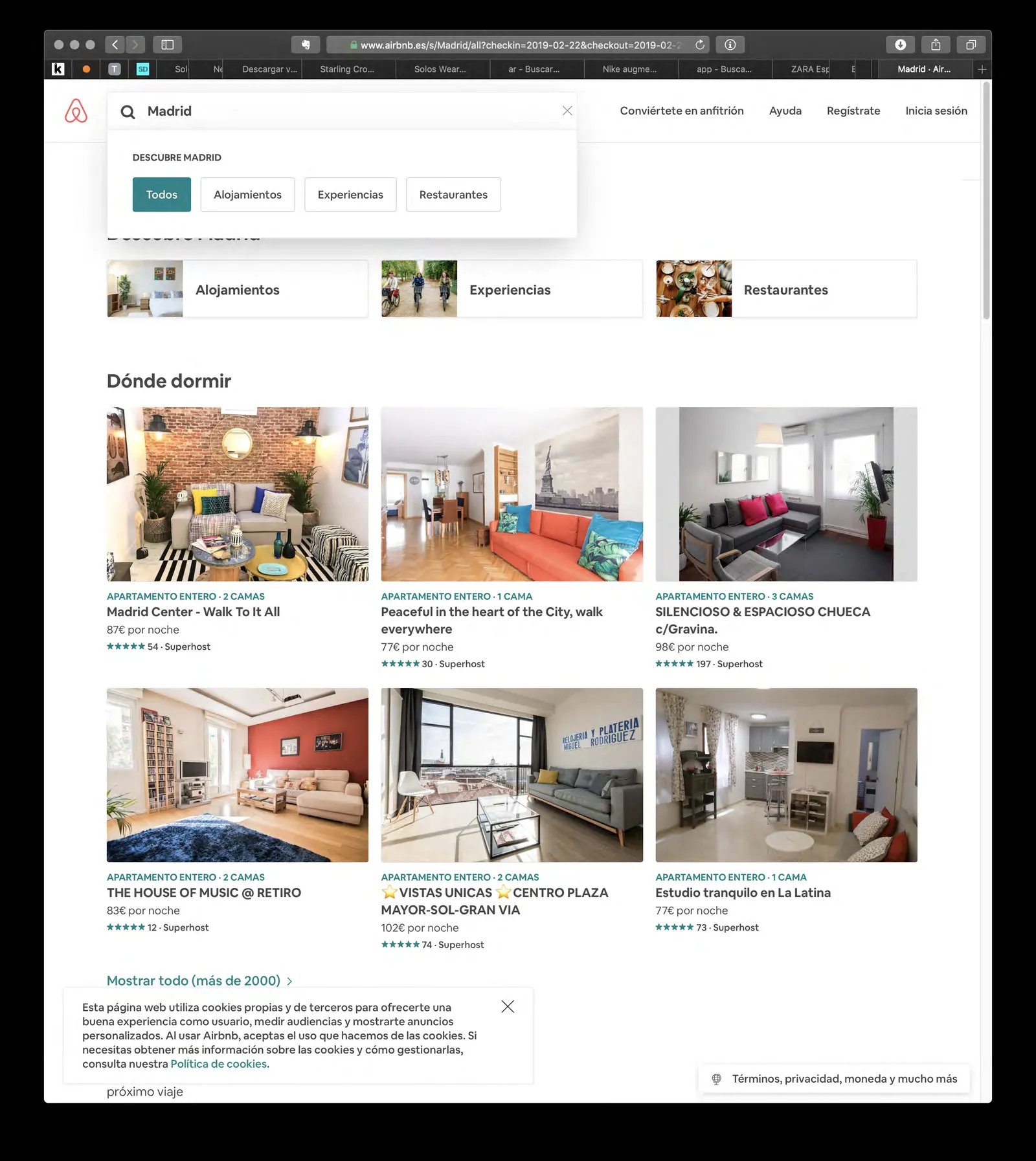 Airbnb: It offers the option of applying filters from the search bar itself.