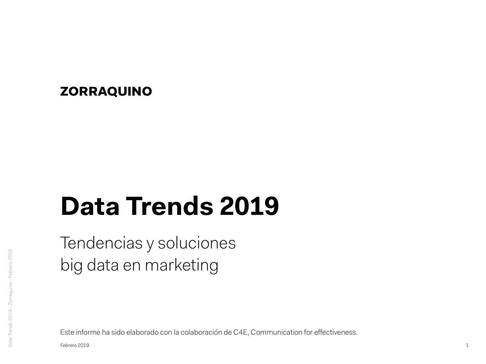 Data Trends 2019 cover: the title, 'Big data trends and solutions in marketing', in black on a white background.