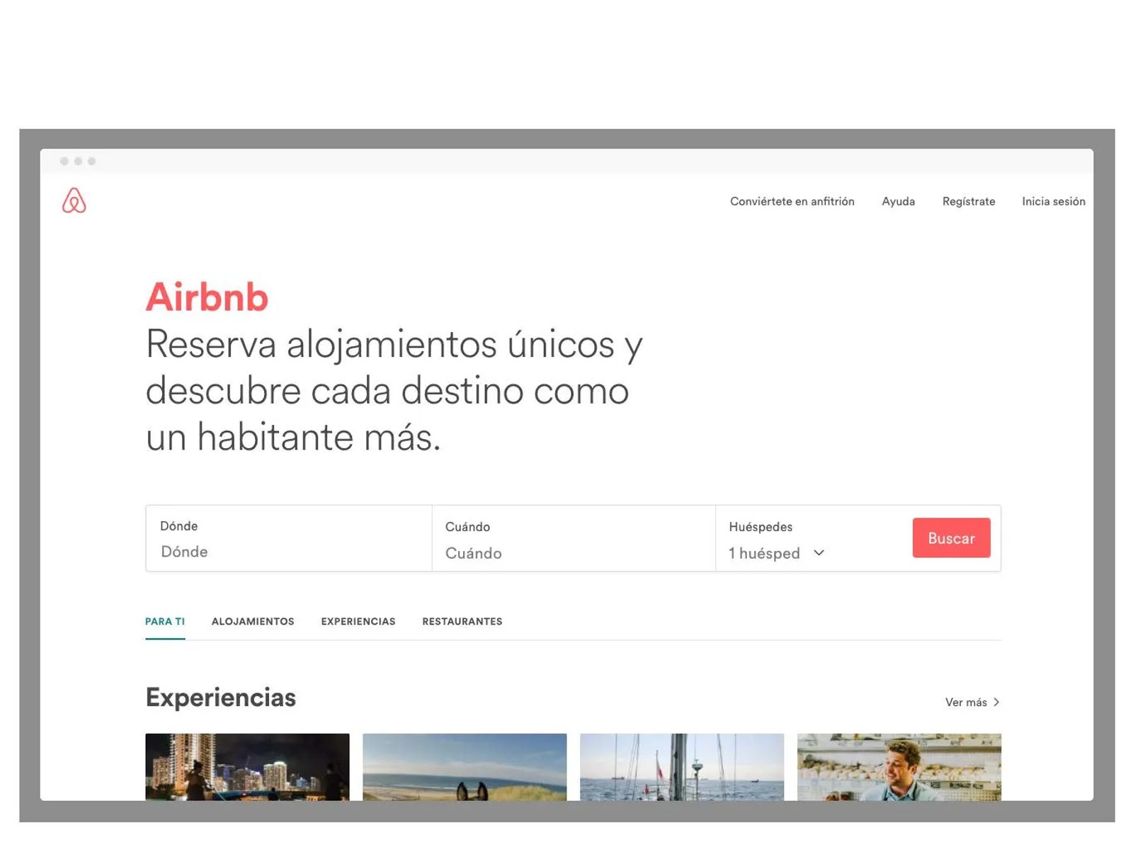 Airbnb: It shows experiences adapted to the user