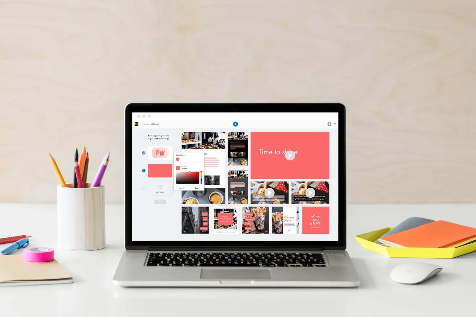 Adobe app: “Branded Stories”: website or content design from your phone