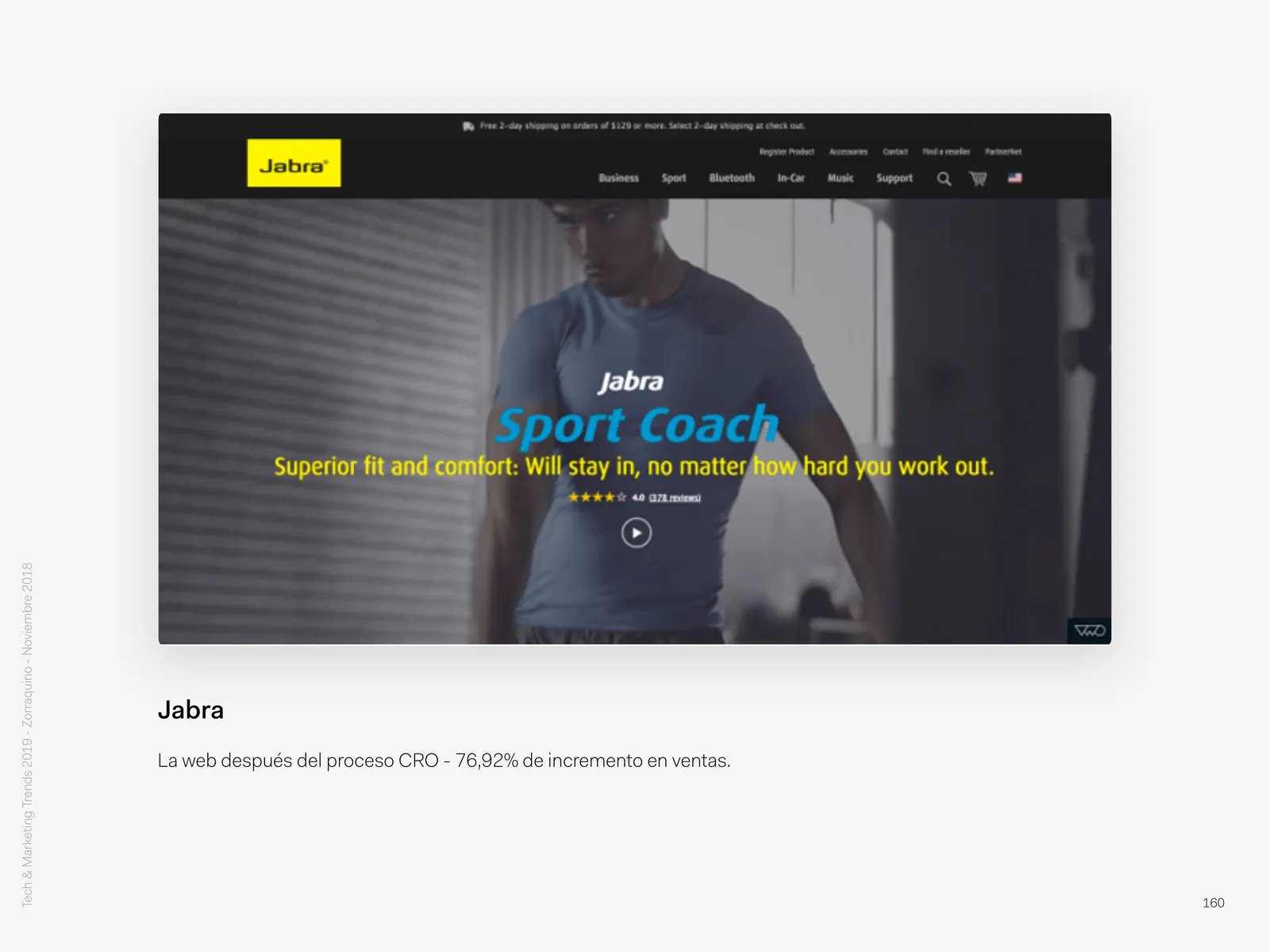 Jabra: La web después del proceso CRO - 76,92% de incremento en ventas.