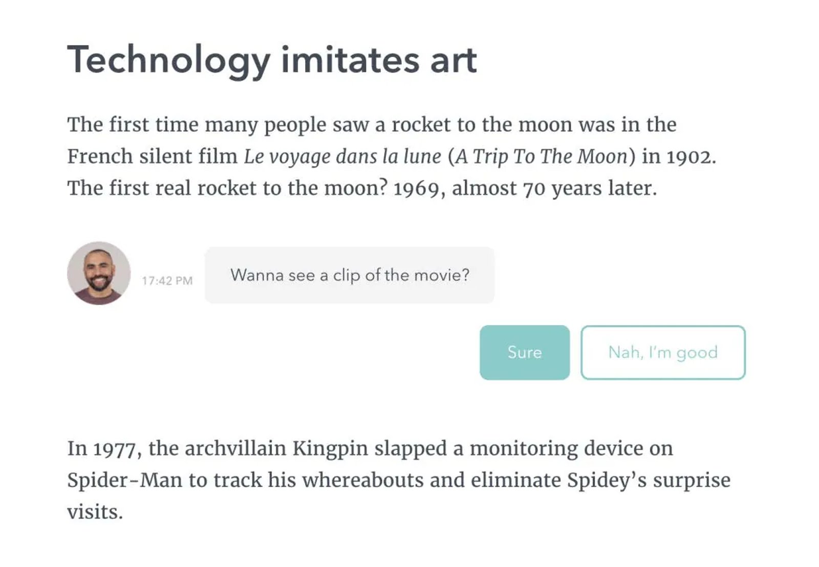 Typeform: While you read the blog they accompany you and offer extra information on what you are reading