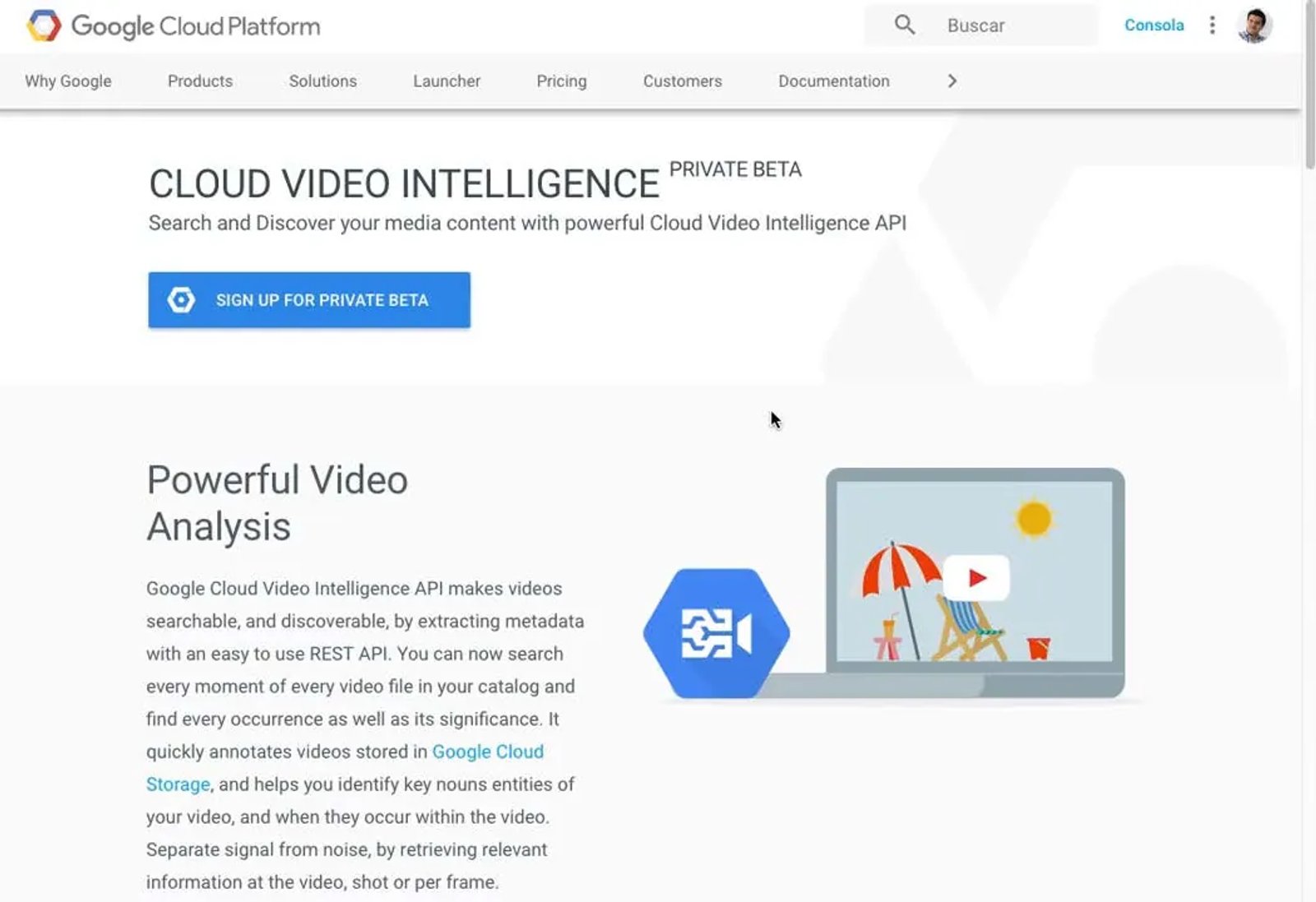 API Google: Analítica de vídeo e imagen