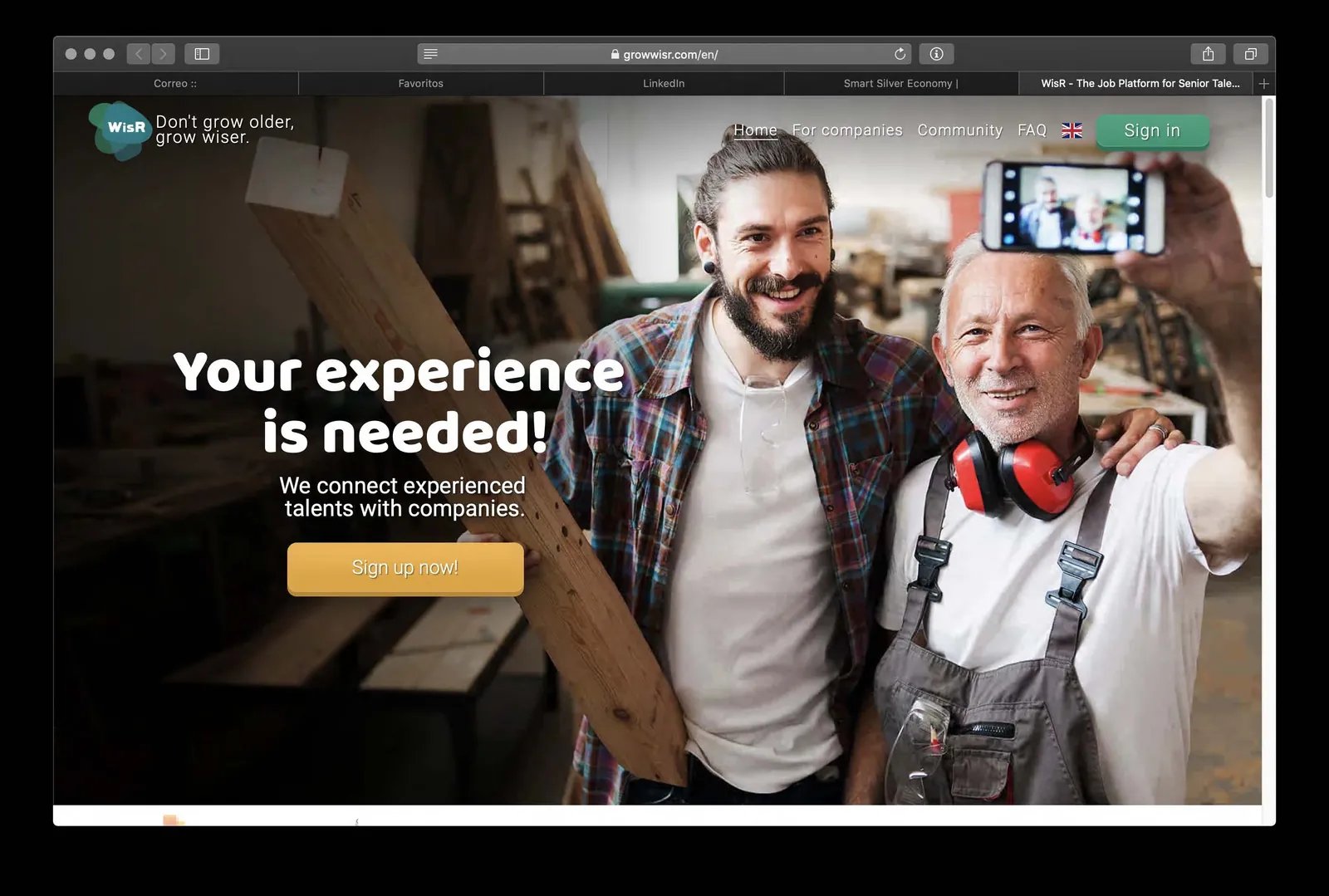 Don't grow old, grow wiser: A platform that connects senior profiles with companies.