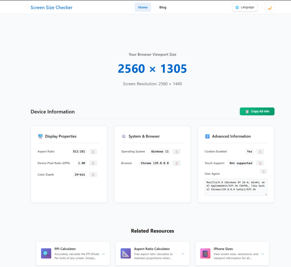 image of Screen Size Checker