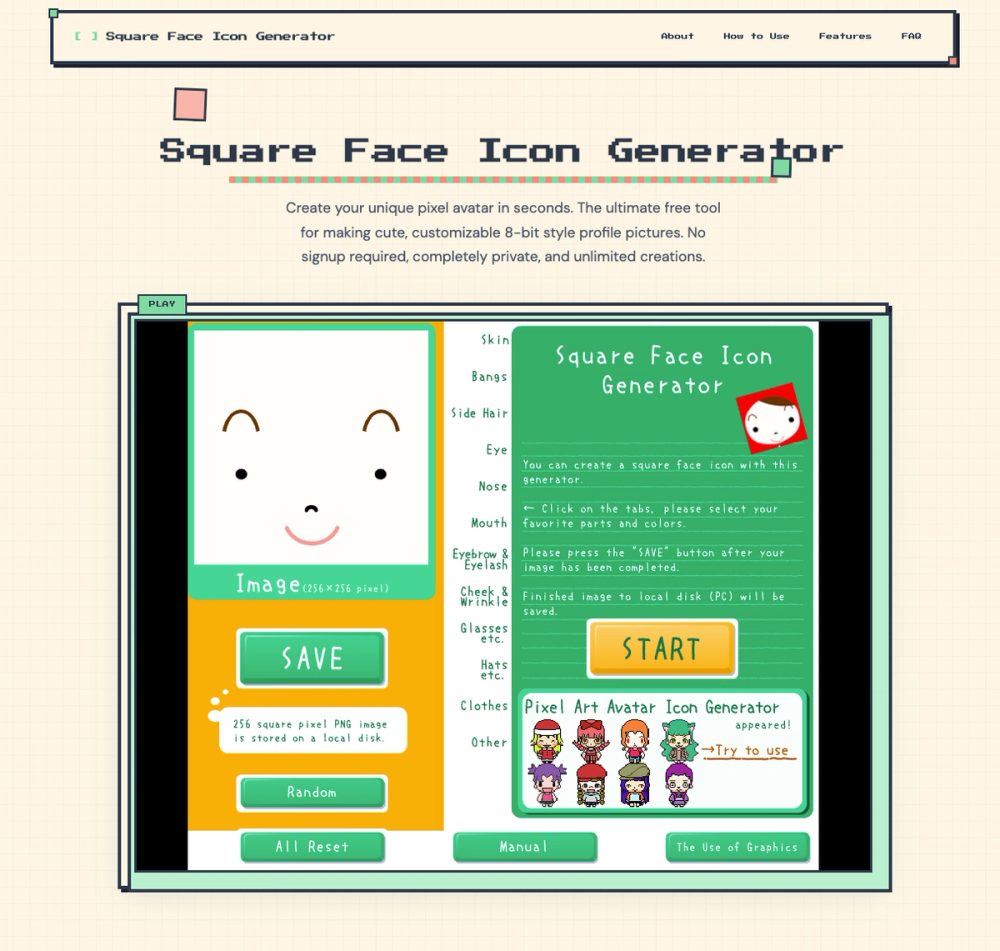 image of square face icon generator