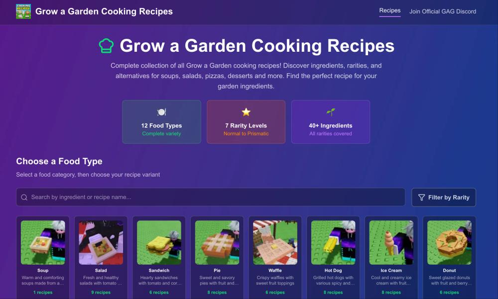 image of Grow a Garden Cooking Recipes