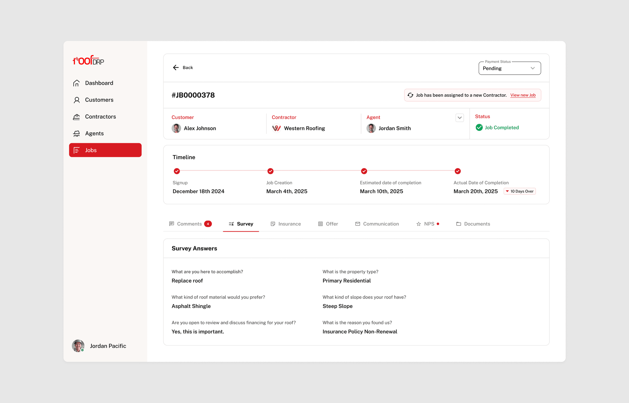 RoofDRP — Contractor view