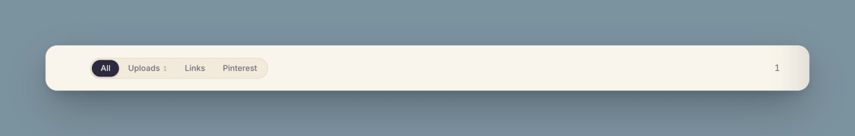 The moodboard filters separating your uploads, links, and what comes from Pinterest.