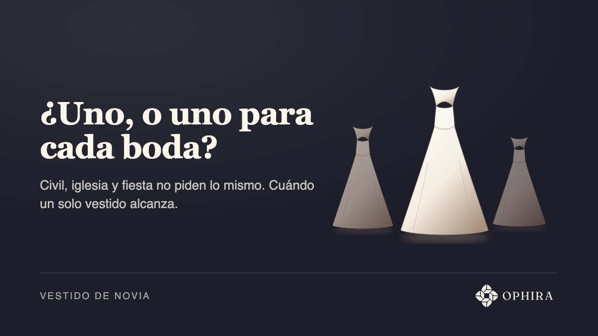 Tres siluetas de vestido de novia en cerámica, de distinto tamaño, sobre fondo oscuro