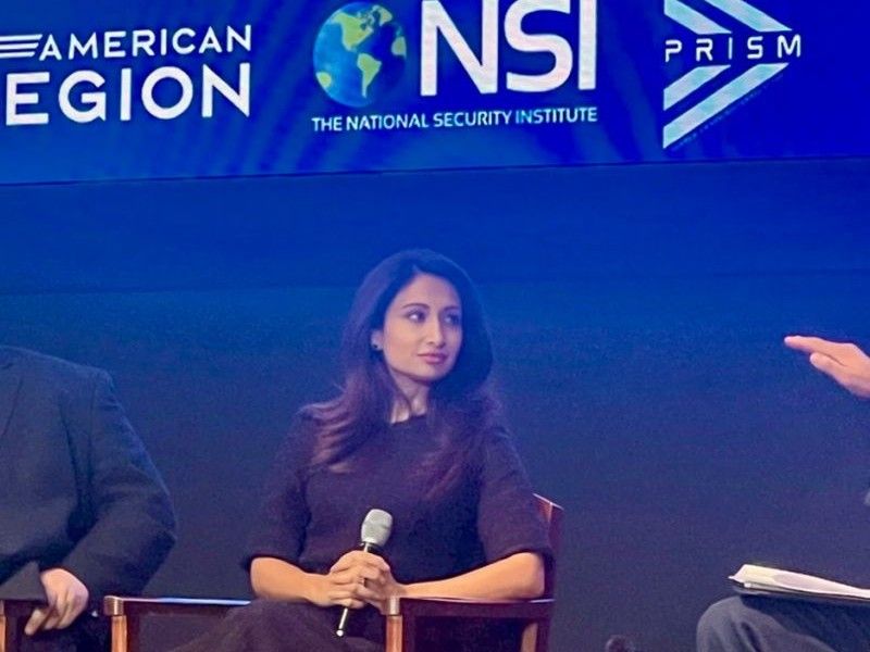 Mahnaz Khan speaking at the National Security Institute