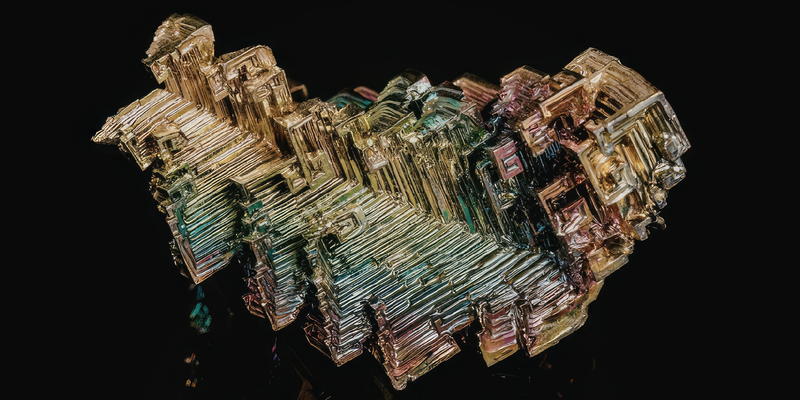 Image of bismuth crystal with Silverado Policy Accelerator logo