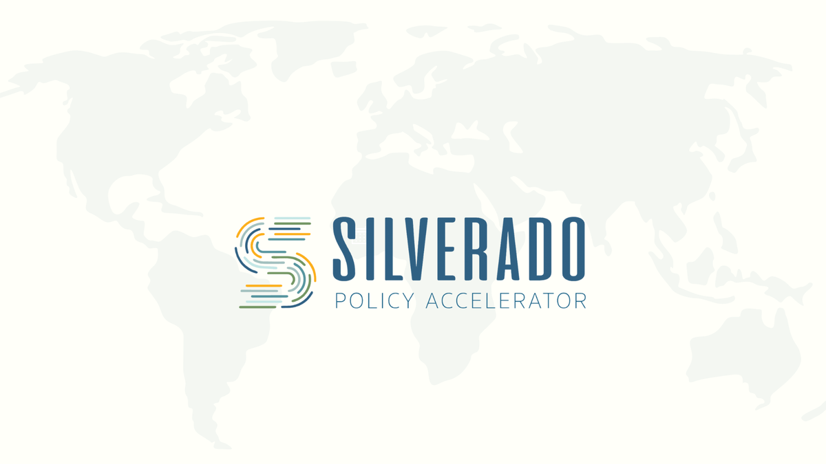 A logo that reads Silverado Policy Accelerator over a light grayscale map