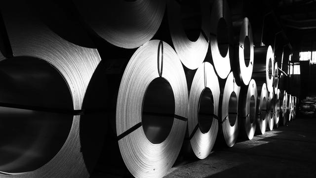 Steel coils in a row