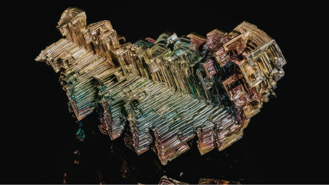 Image of bismuth crystal with Silverado Policy Accelerator logo