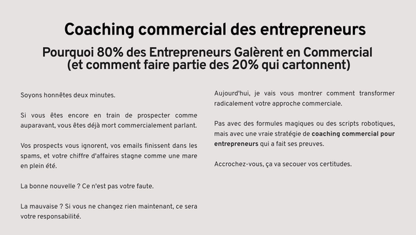 Coaching commercial des entrepreneurs