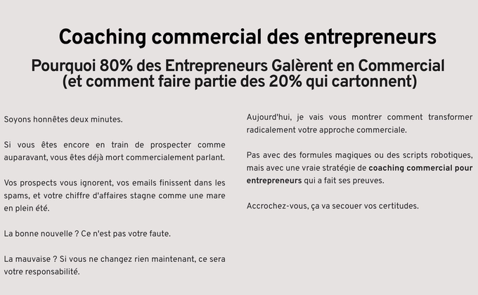 Coaching commercial des entrepreneurs