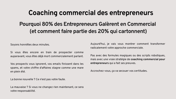 Coaching commercial des entrepreneurs