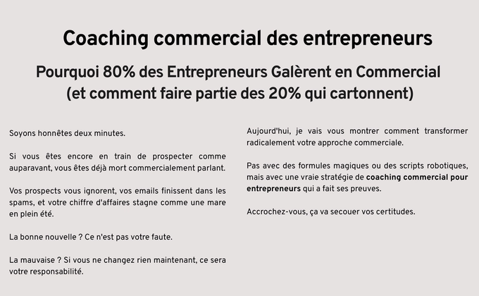 Coaching commercial des entrepreneurs