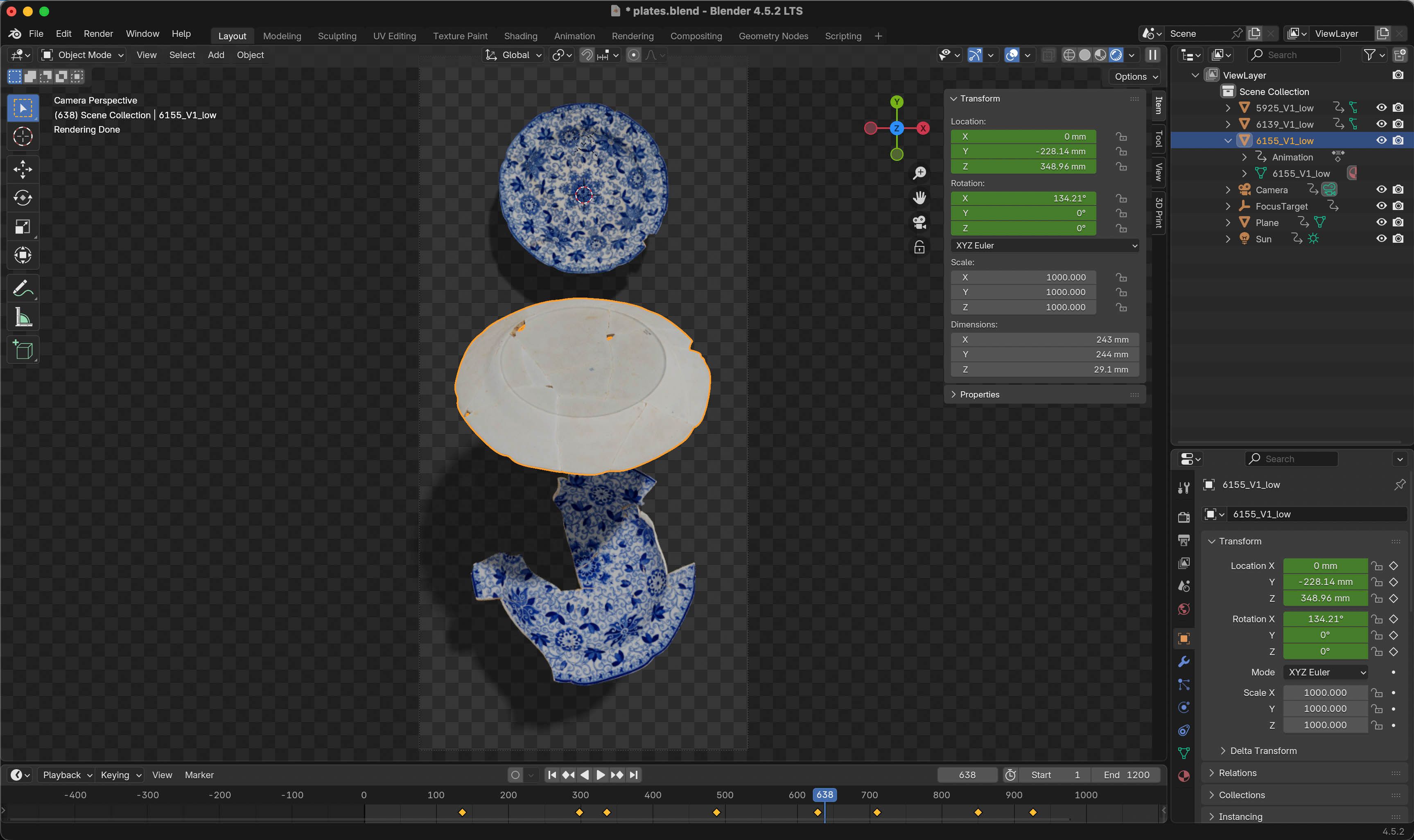 Plates being animated in Blender