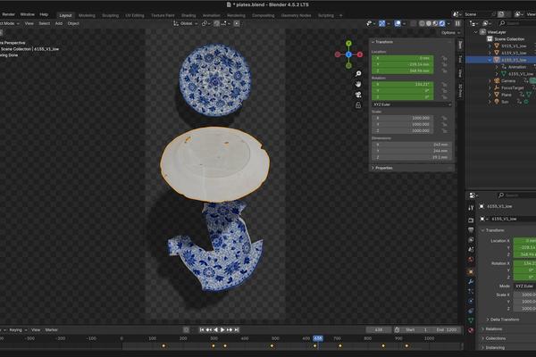 Plates being animated in Blender