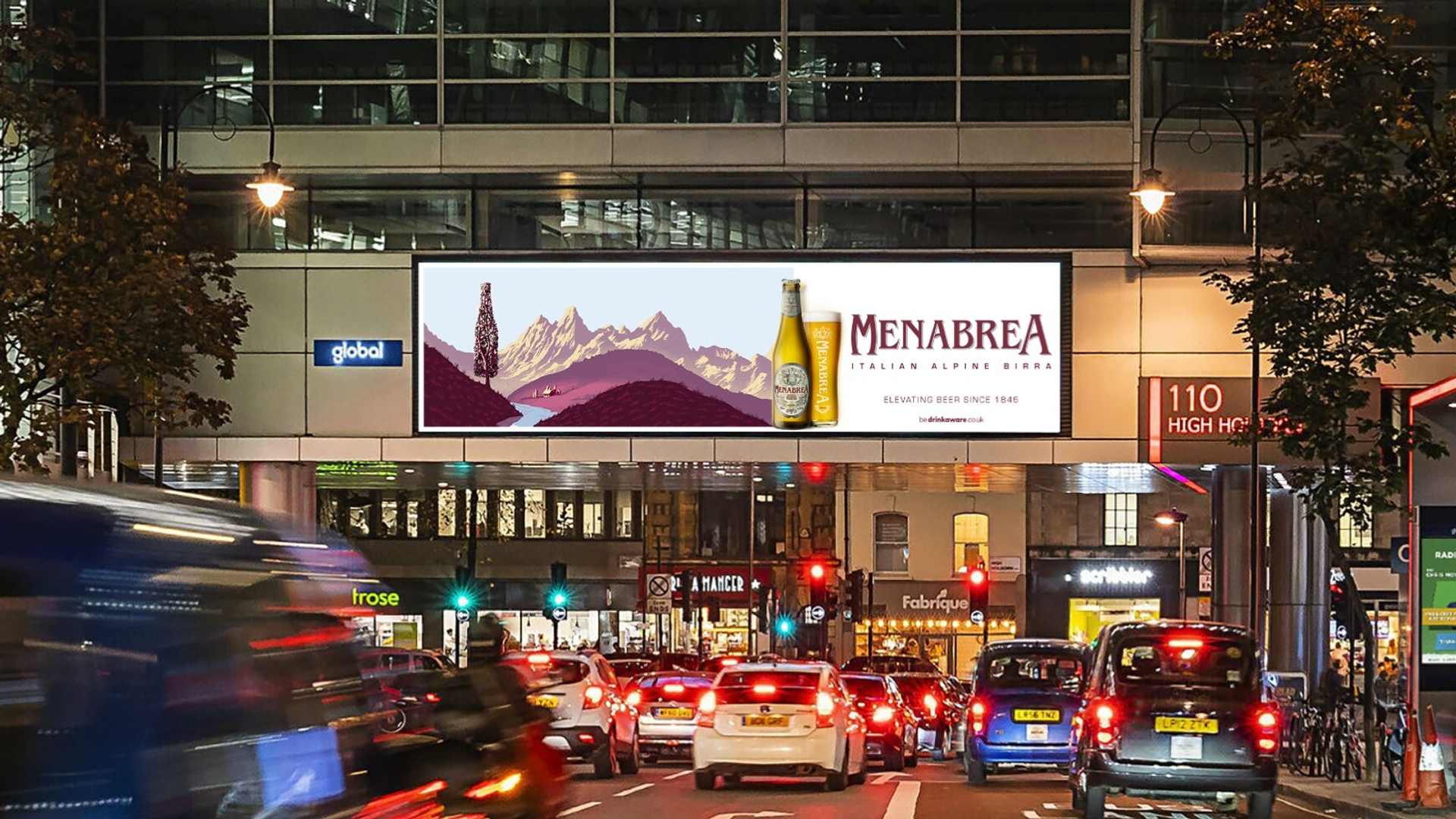 Billboard above a busy road