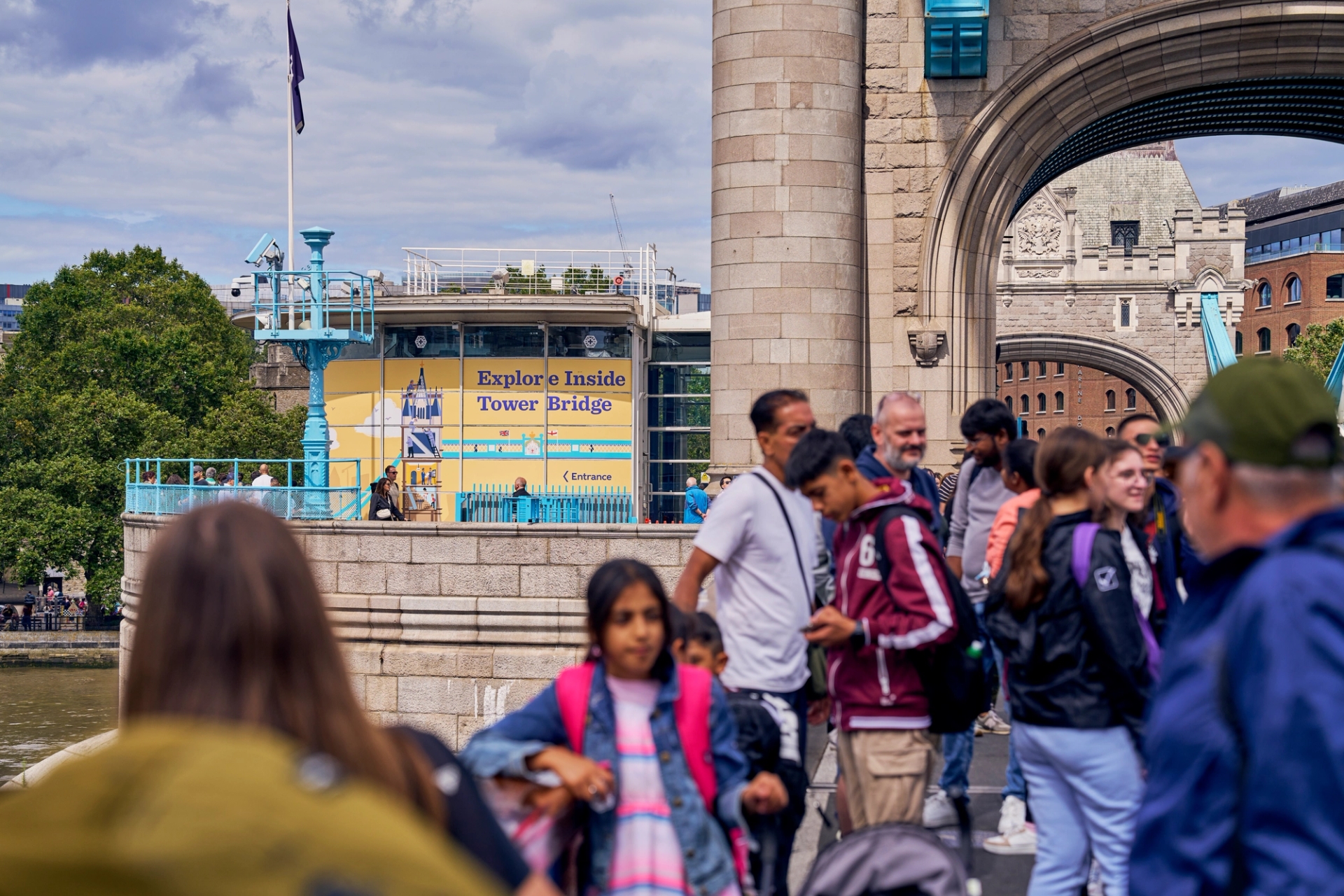 Paul Thurlby's artwork adorns the ticket office on display at the iconic Tower Bridge