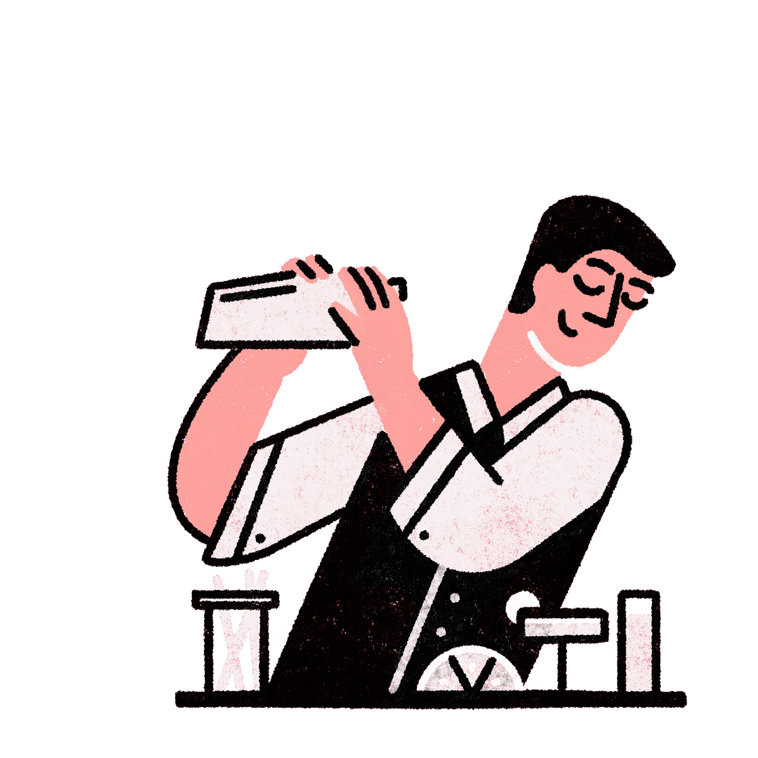 a cartoon drawing of a man making a drink