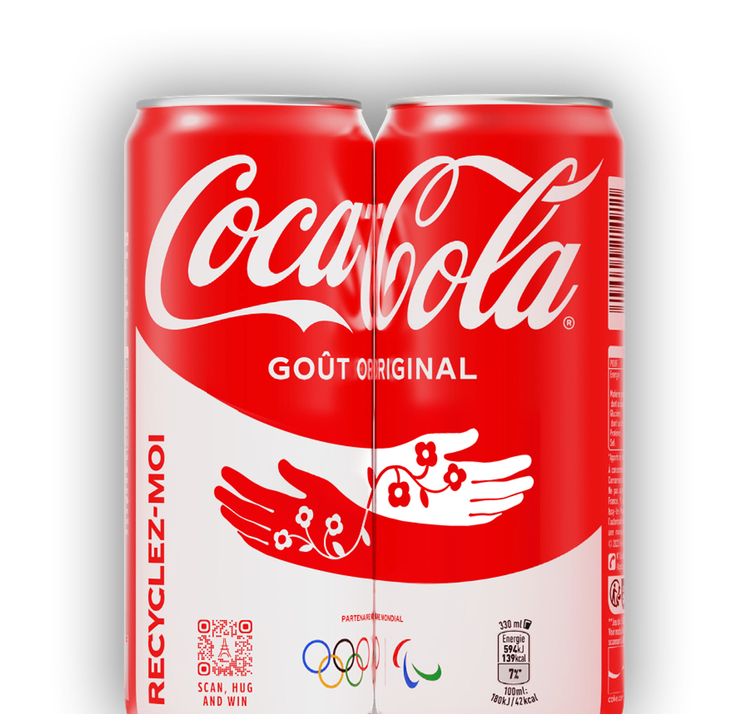 Two coca cola can,s featuring the design of Bruno Mangyoku