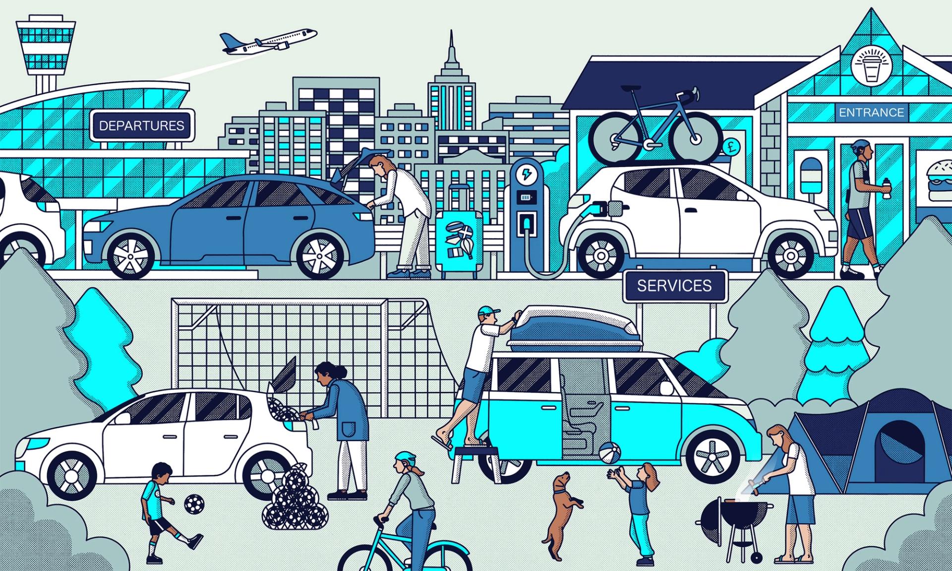 Andrew Joyce illustrations  for The Guardian/Autotrader